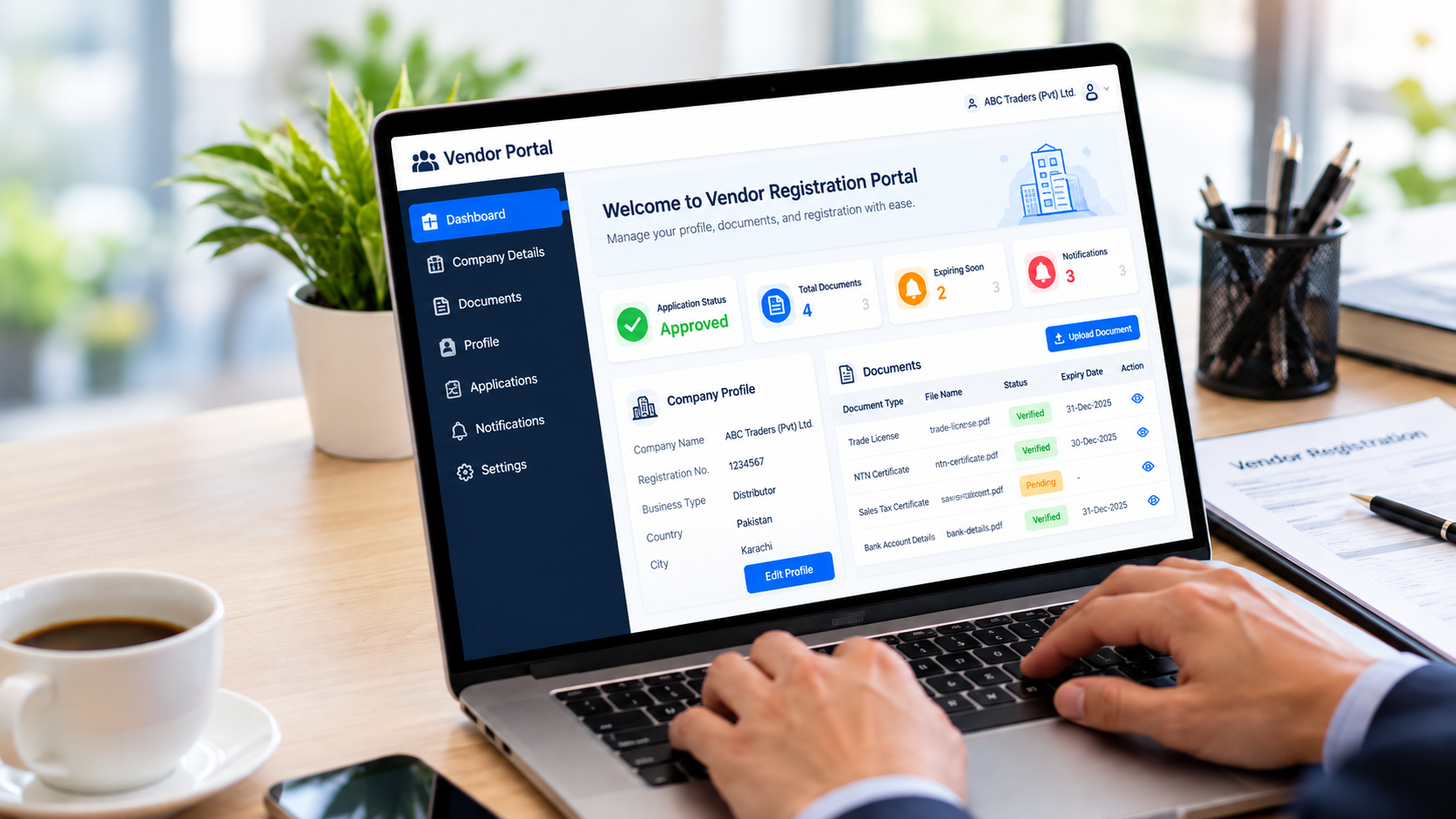 Vendor Portal Registration Workspace